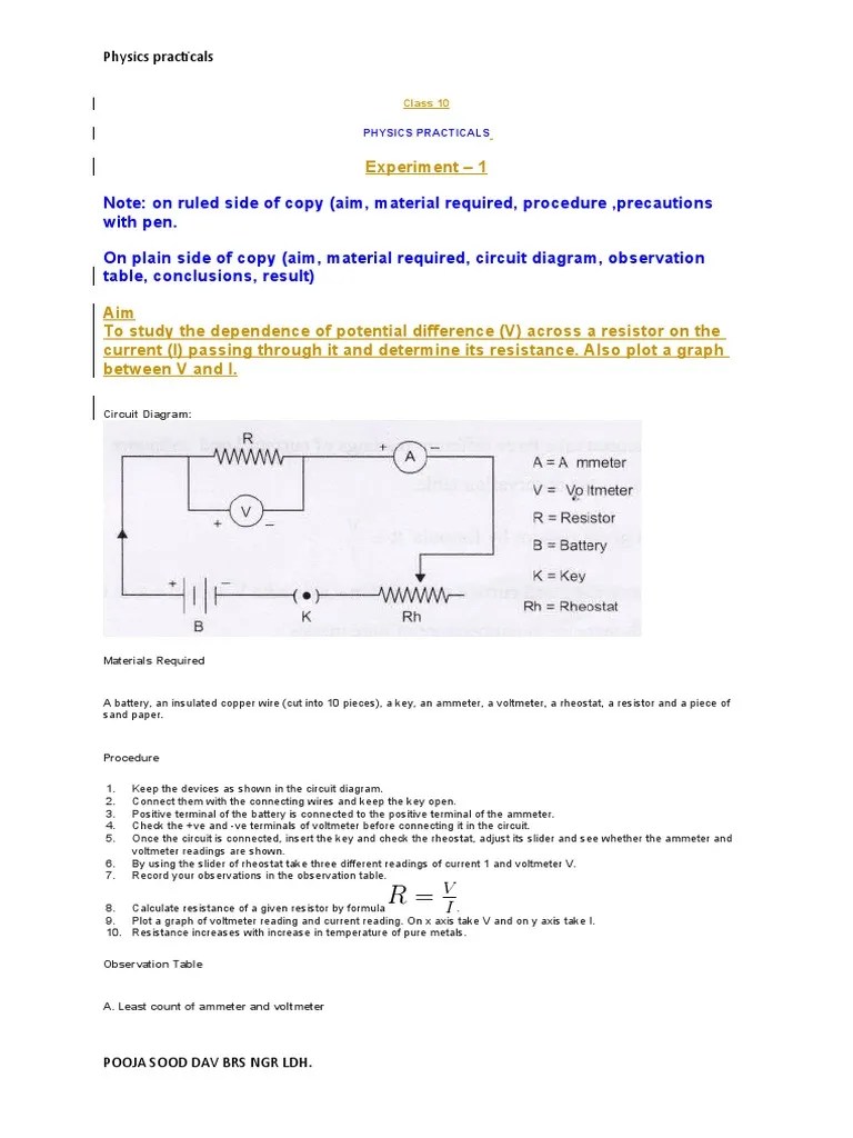 Class 10 Science PHYSICS PRACTICALS | Download Free PDF | Mirror ...