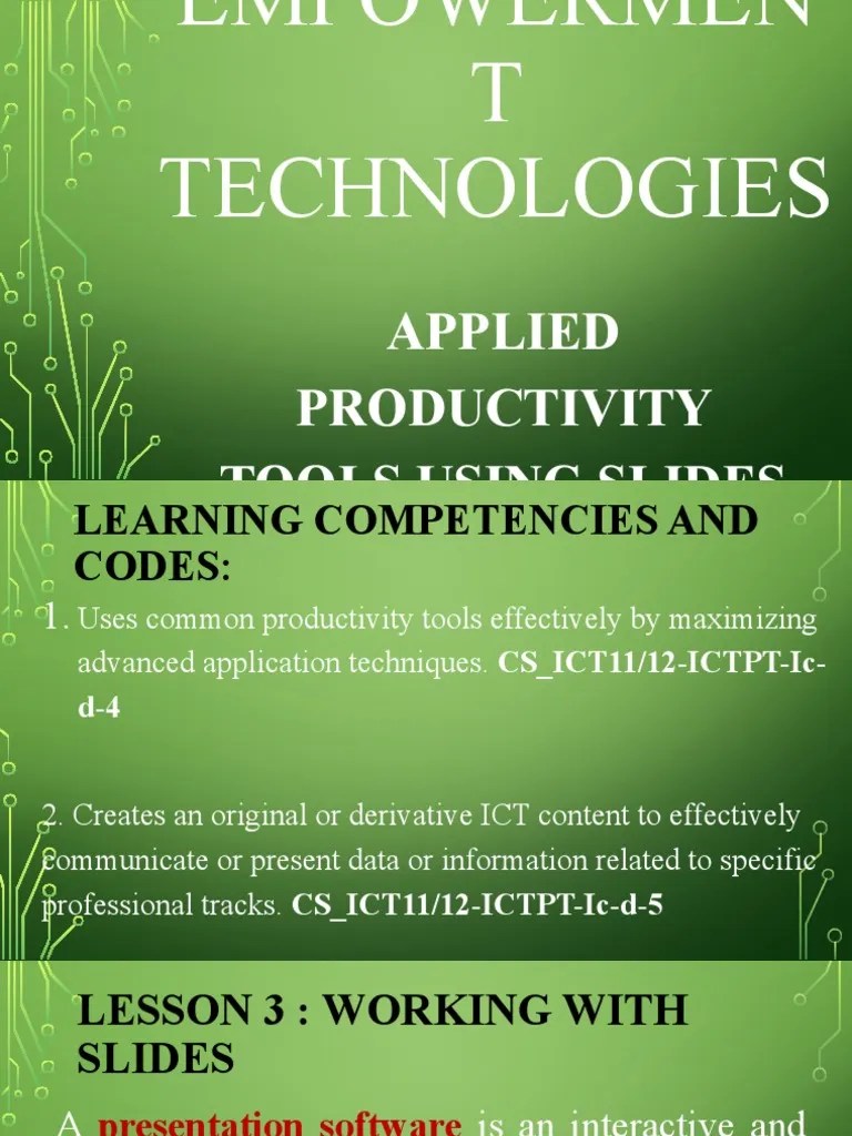 Applied Productivity Tools Using Slides | PDF