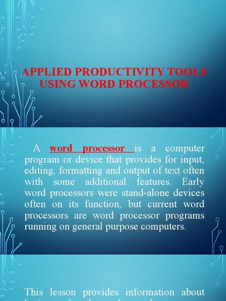 Applied Productivity Tools Using Word Processor & SPREEDSHEET | PDF ...