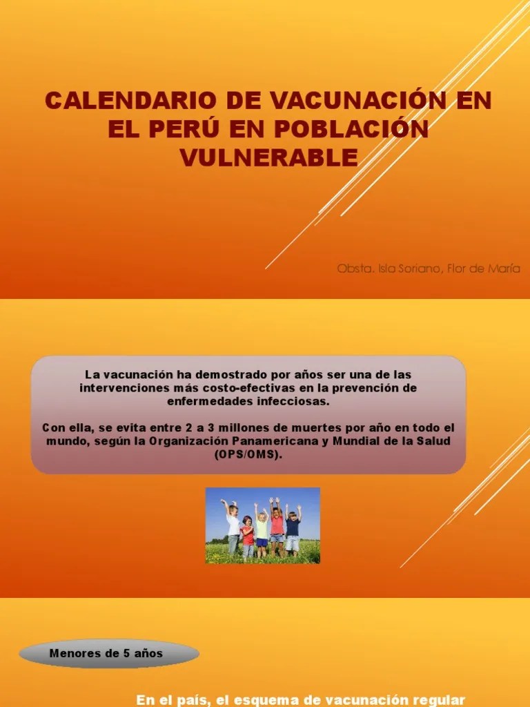 Calendario De Vacunacion En El Peru Al Nino | PDF | Vacunas | Inmunología