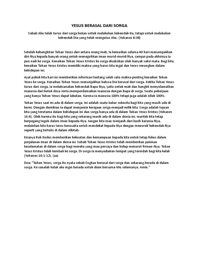 Yesus Berasal Dari Sorga | PDF