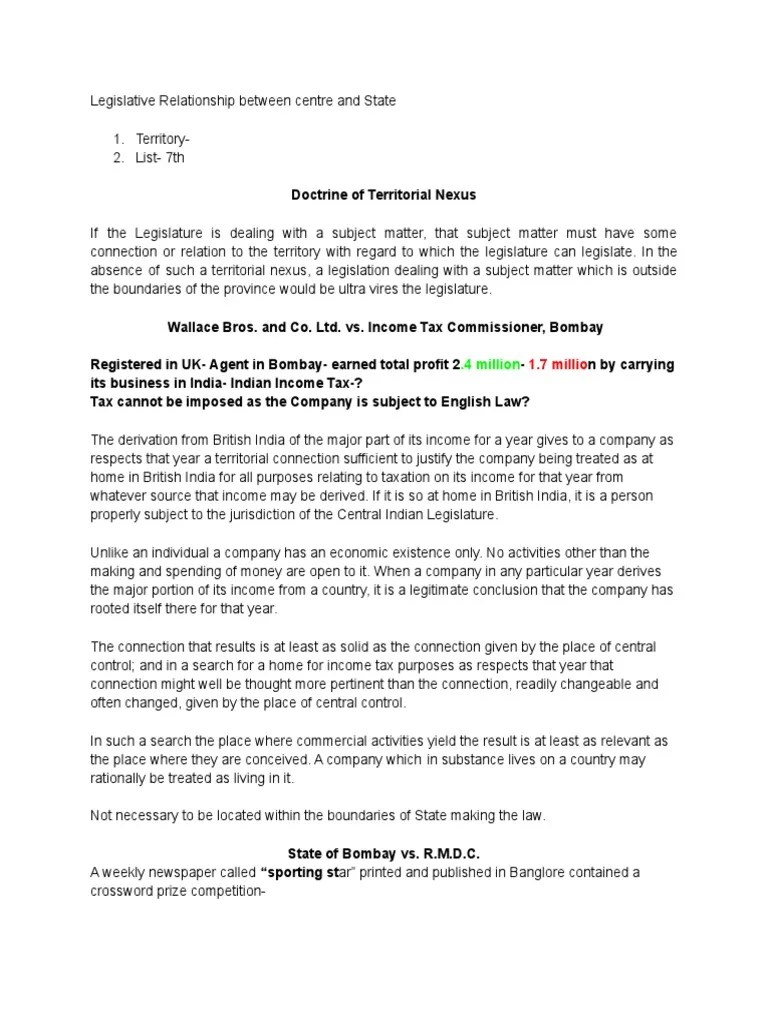 Legislative Relationship Between Centre And State | PDF | Taxes | Income Tax