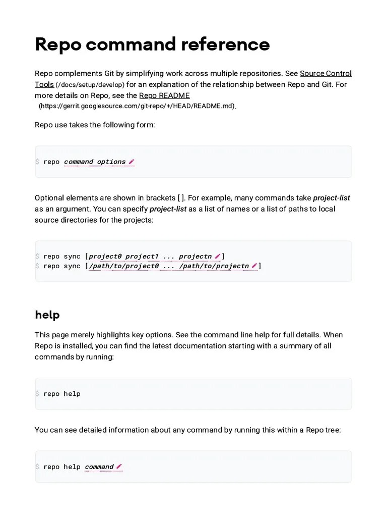 Repo (Git Tool) Commands | PDF