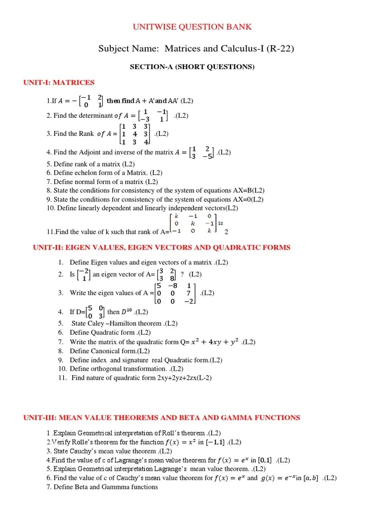 Matrices& Calculus | PDF | Matrix (Mathematics) | Eigenvalues And ...