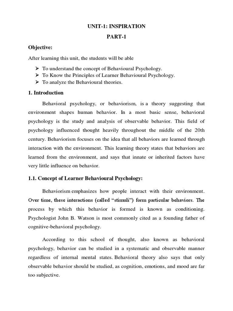 Learners Psychology - Full Notes | PDF