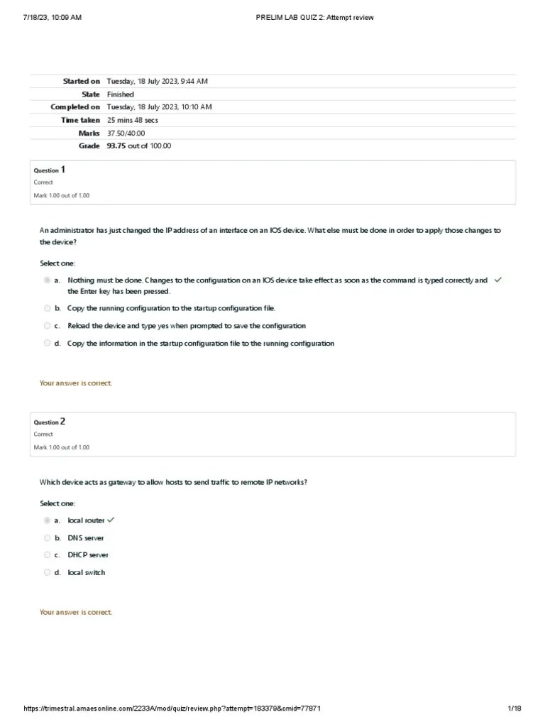 PRELIM LAB QUIZ 2 - UGRD-IT6200A Data Communication And Networking 1 ...