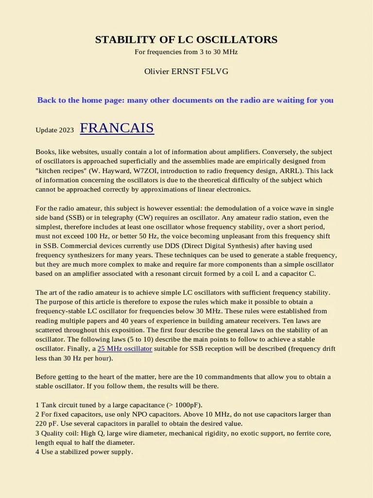LC Oscillators | PDF | Electronic Oscillator | Capacitor