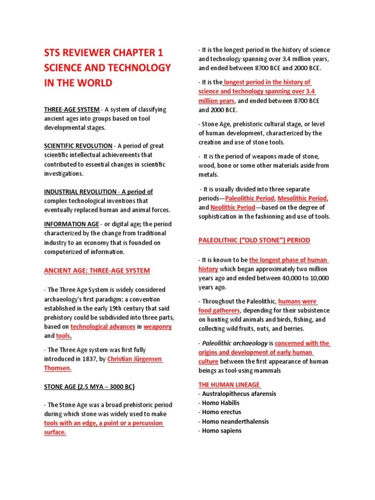 Sts Reviewer Chapter 1 Science And Technology In The World | PDF | Homo ...