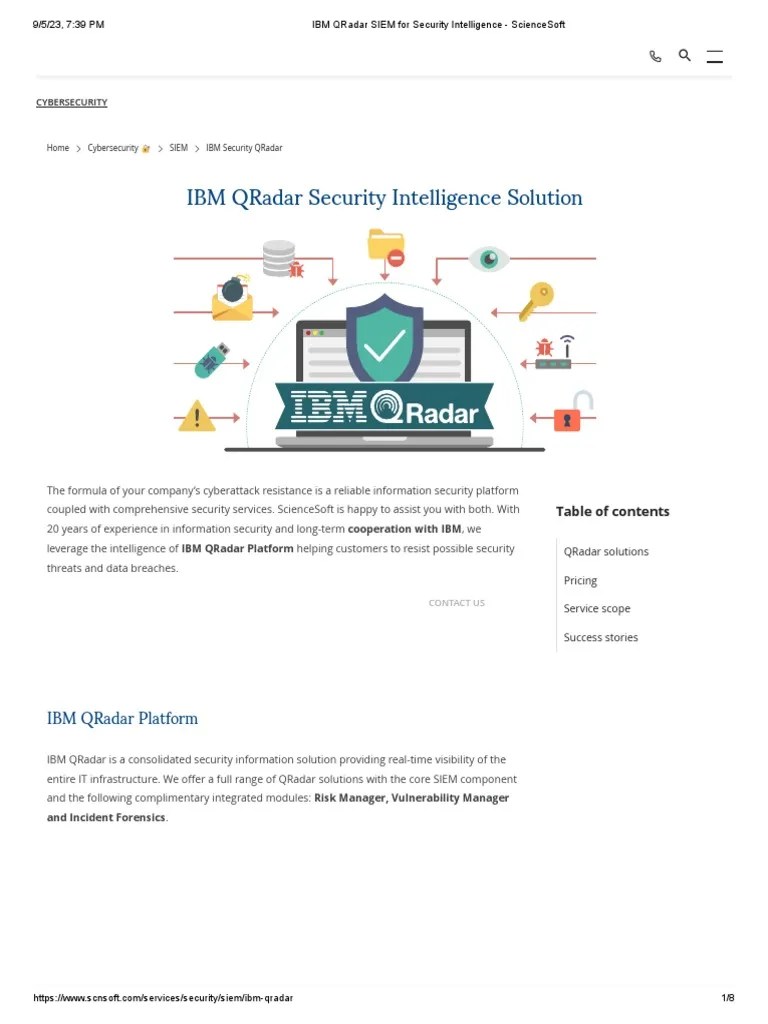 IBM QRadar SIEM For Security Intelligence - ScienceSoft | PDF | Security | Computer Security