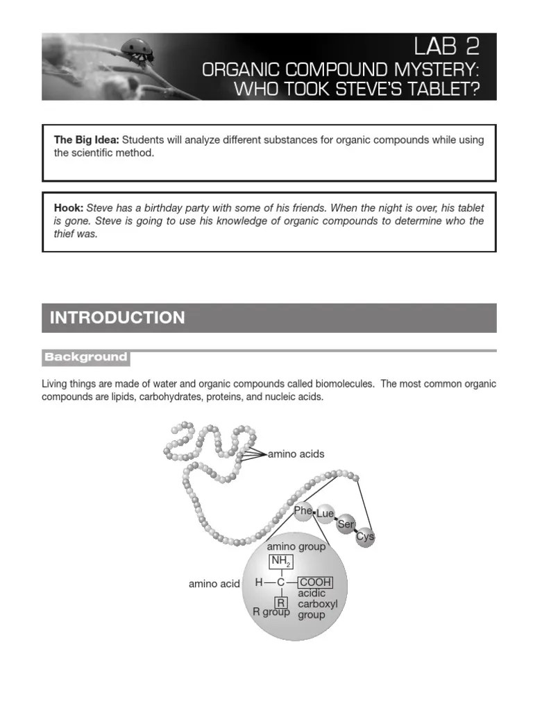 BIO LabManual OrganicCompoundMysteryU1L11 | PDF | Carbohydrates ...