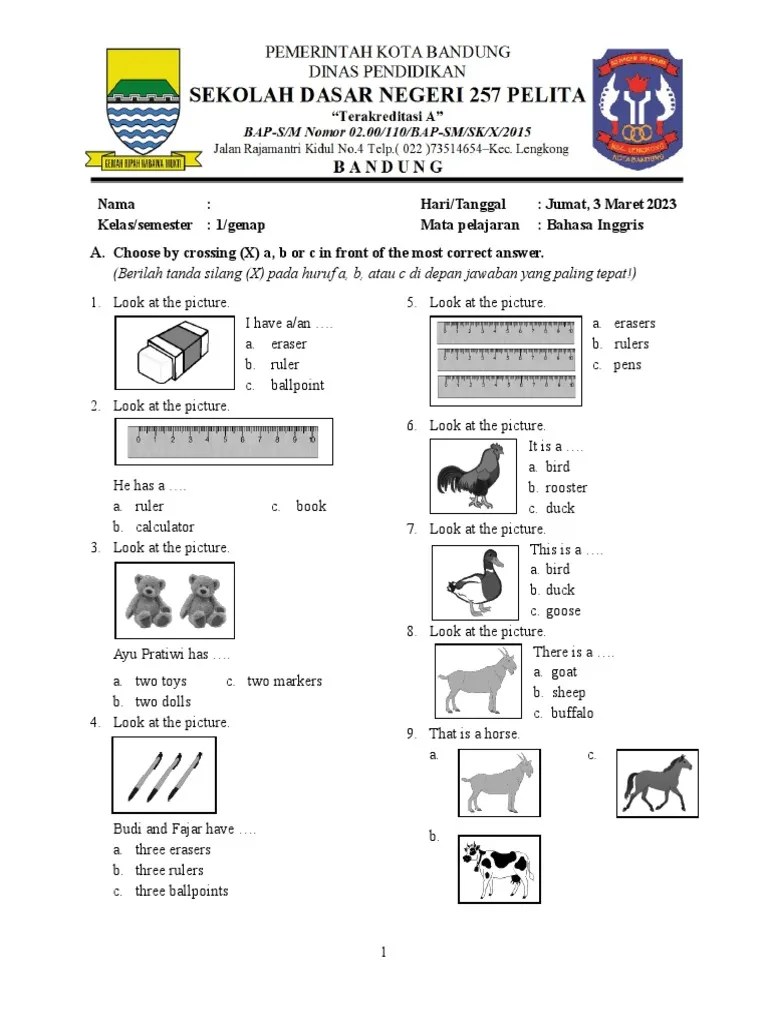 Soal Kelas 1 | PDF | Graphite | Office Work