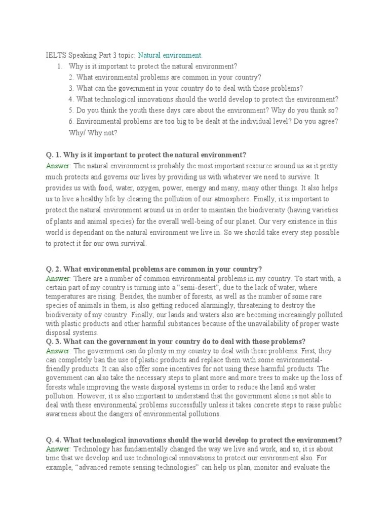 IELTS Speaking Part 3 Topics C | PDF | Internet | Natural Environment