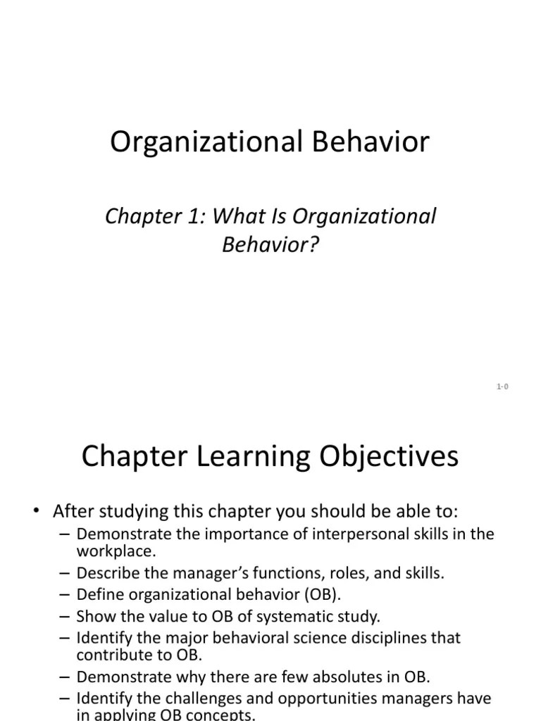 Chapter 1 | PDF | Organizational Behavior | Goal