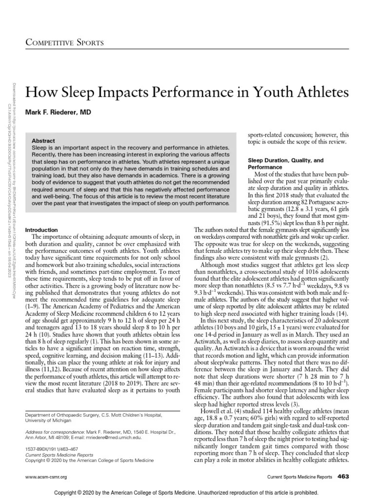 How Sleep Impacts Performance In Youth Athletes.8 | PDF | Sleep | Sleep Apnea