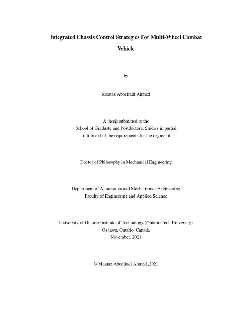 2021 Integrated Chassis Control Strategies For Multi-Wheel Combat ...