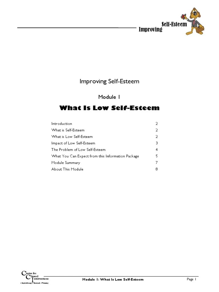 Improving Self-Esteem - 01 - What Is Low Self-Esteem | PDF | Self Esteem | Major Depressive Disorder