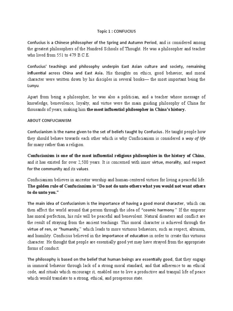 Group 1 - Confucianism (Notes) | Download Free PDF | Confucianism | Virtue