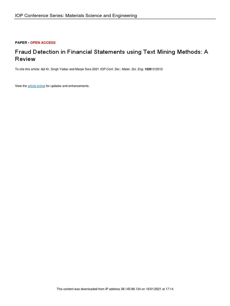 Fraud Detection In Financial Statements Using Text@2021 | PDF | Machine ...