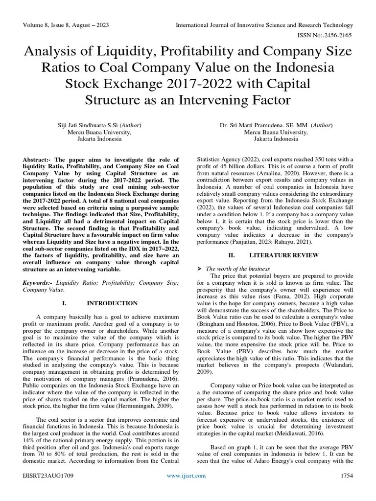 Analysis Of Liquidity, Profitability And Company Size Ratios To Coal Company Value On The ...