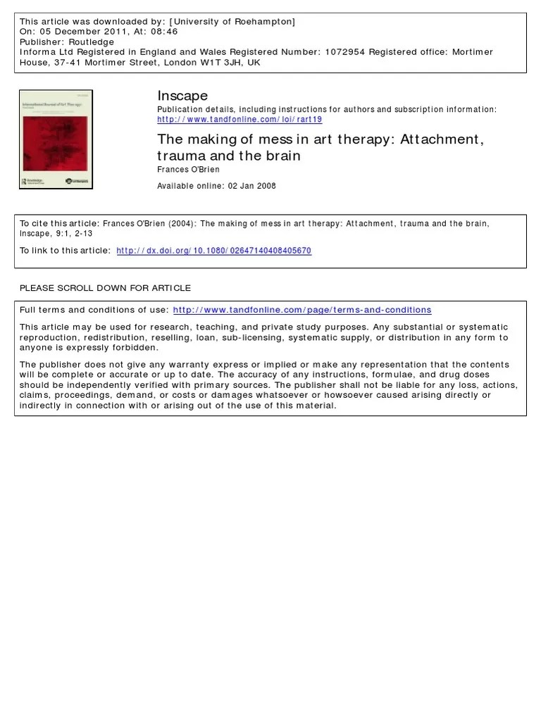 Making Of Mess In Art Therapy Attachement Trauma And The Brain | PDF | Psychological Trauma ...
