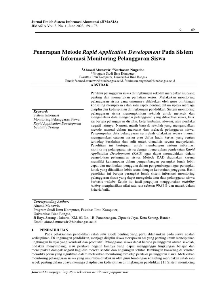 Penerapan Metode Rapid Application Development Pada Sistem Informasi ...