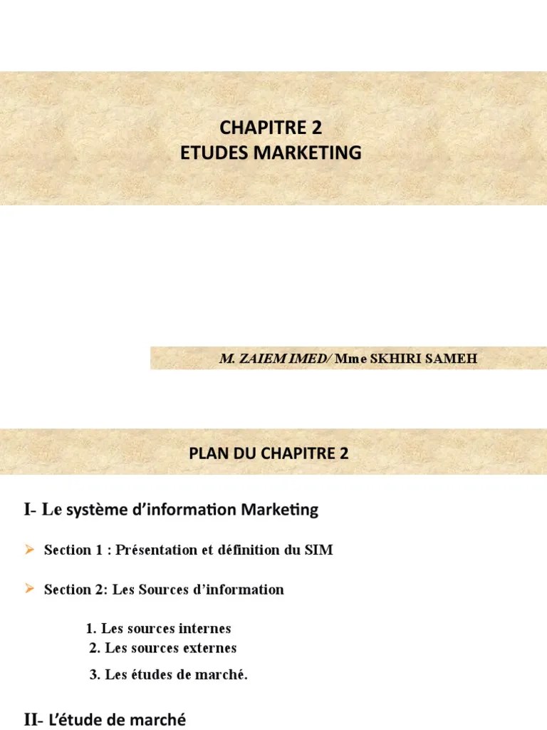 1ère Partie Du Chapitre 2 Etude MKG | PDF | Informations | Marché (Économie)
