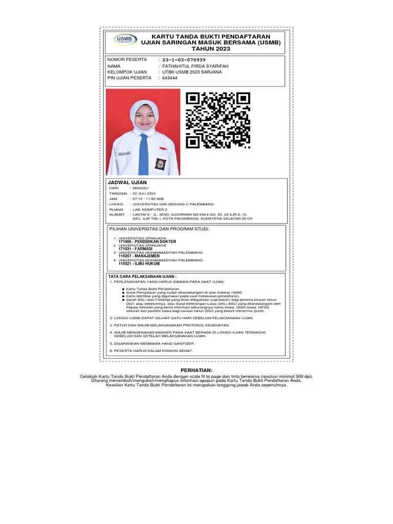 Tanda Bukti Pendaftaran 23 1 03 070939 | PDF