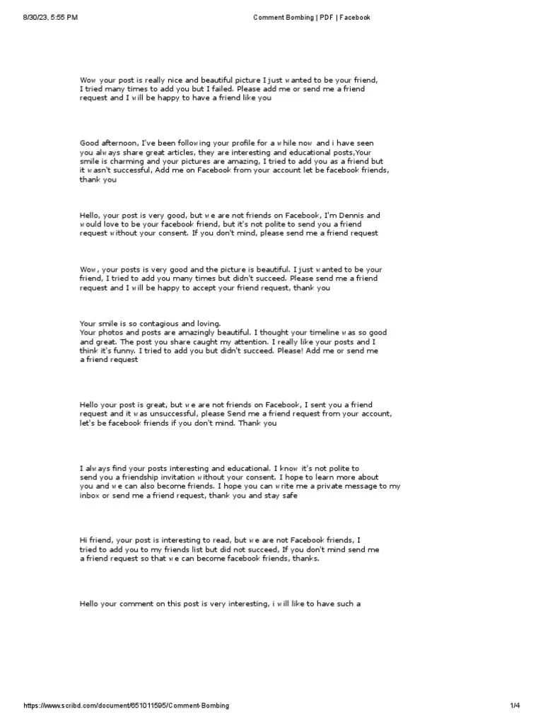 Comment Bombing - PDF - Facebook | PDF | Facebook