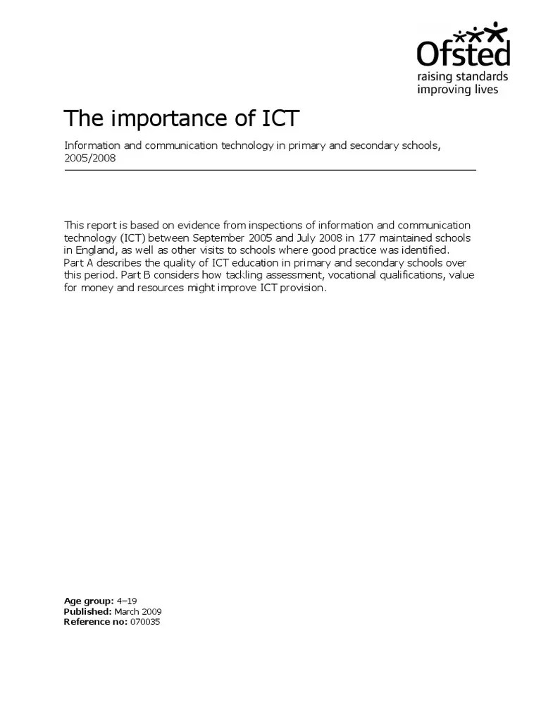 The Importance Of ICT | PDF | Educational Technology | Information And Communications Technology