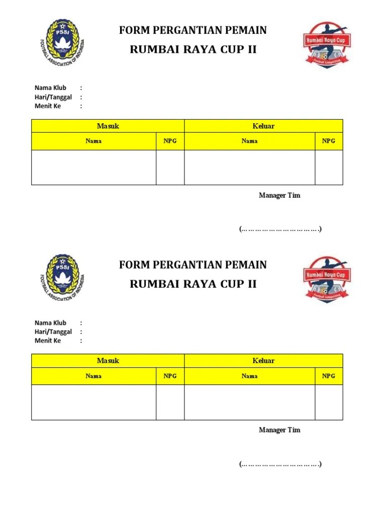 Form Pergantian Pemain | PDF