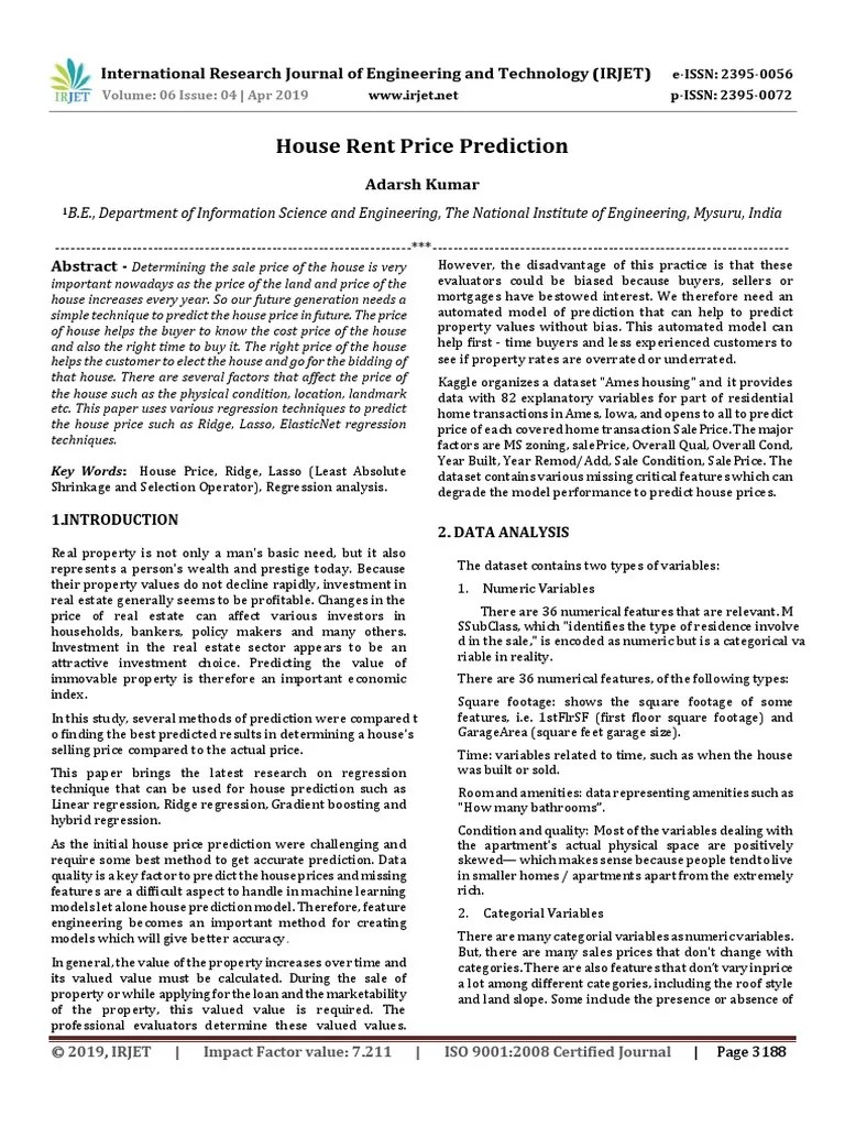 House Price - Prediction | PDF | Regression Analysis | Linear Regression