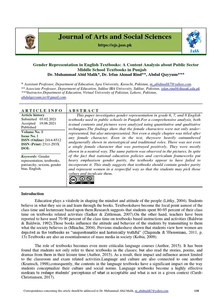 Gender Representation In English Textbooks | PDF | Gender | Gender Studies