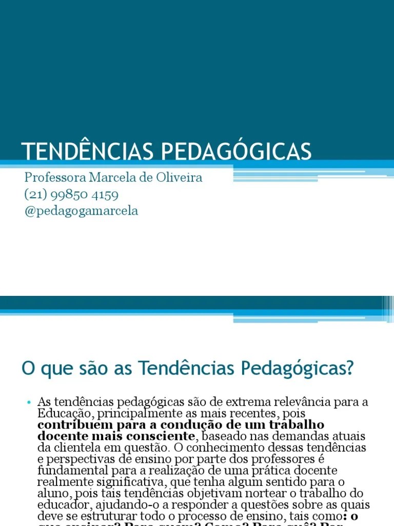 Tendencias Pedagógicas | PDF | Pedagogia | Aprendizado