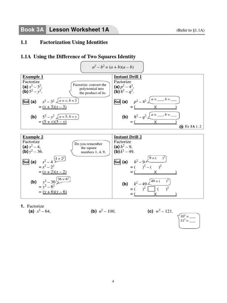 F3A 1 More About Factorization Of Polynomials | PDF | Factorization ...