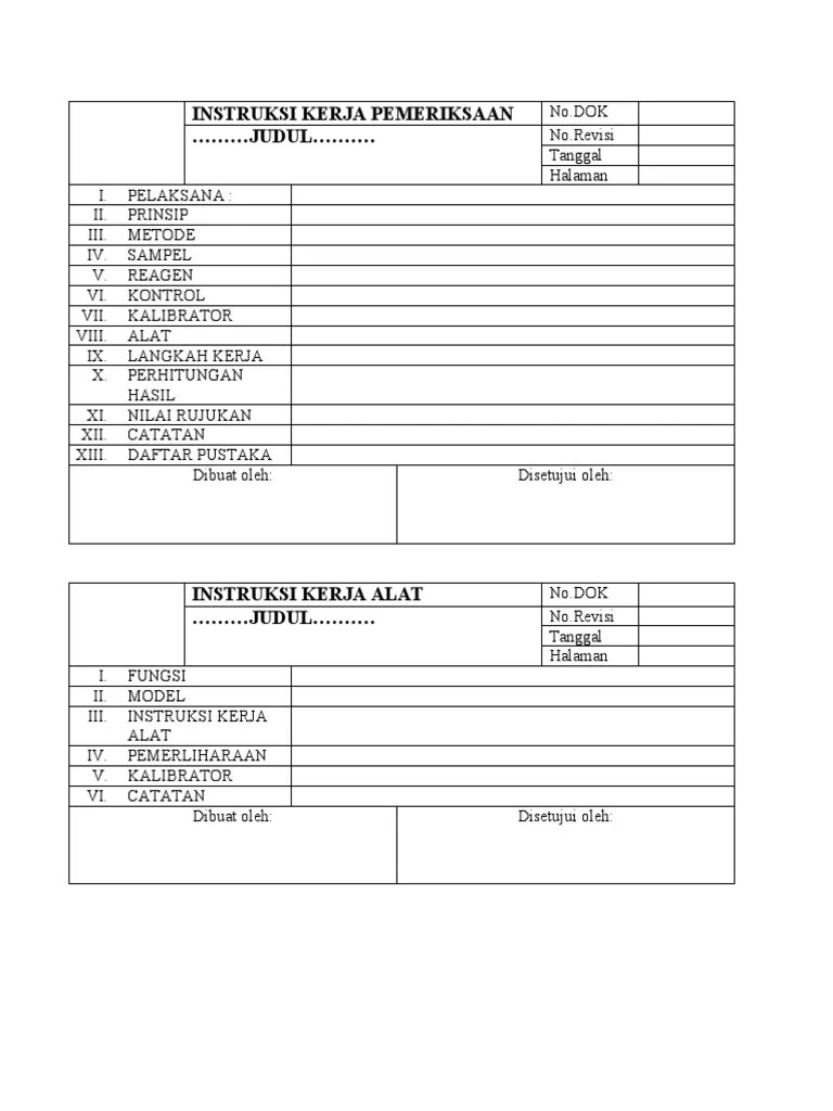 Format Instruksi Kerja | PDF