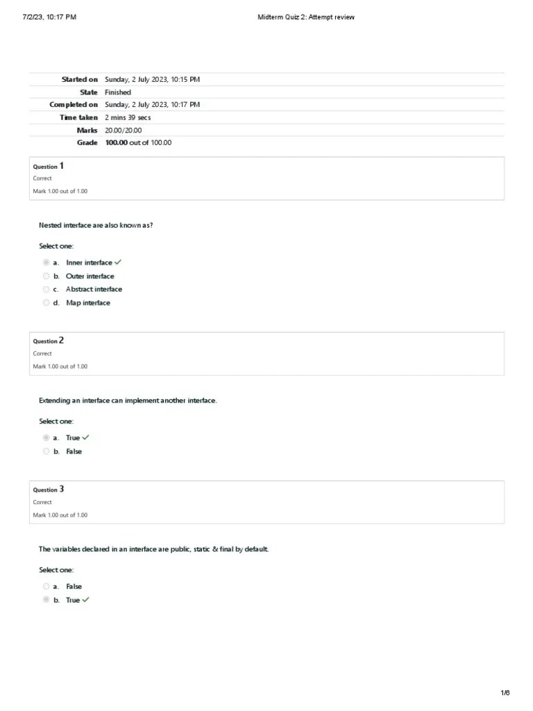 Midterm Quiz 2 - UGRD-CS6203C Object Oriented Programming | PDF