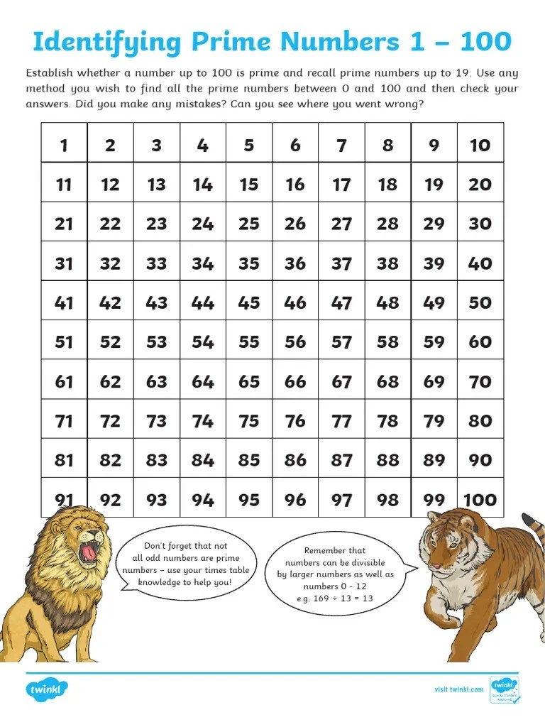 T2 M 254522 Identifying Prime Numbers To 100 Activity Sheet - Ver - 1 | PDF