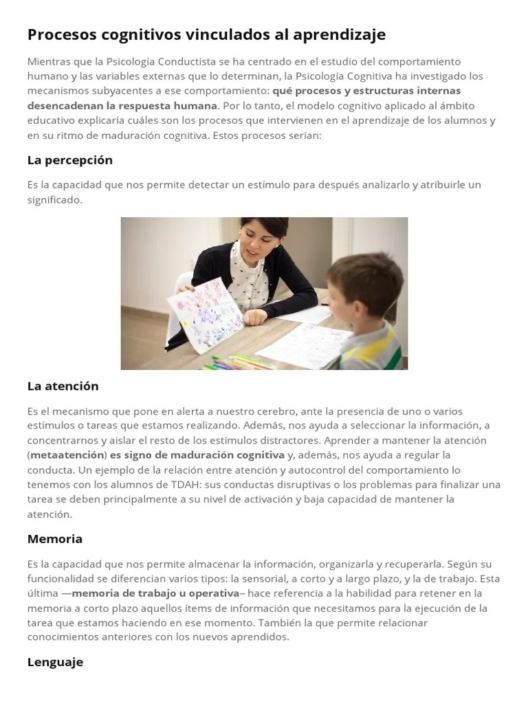 Procesos Cognitivos Vinculados Al Aprendizaje | PDF | Aprendizaje | Memoria