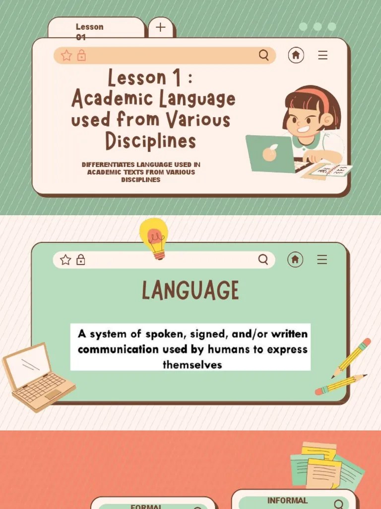 Lesson 01: Differentiates Language Used In Academic Texts From Various ...