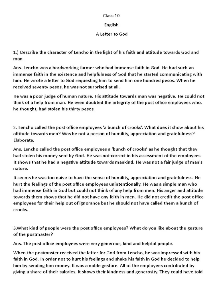 A letter to god