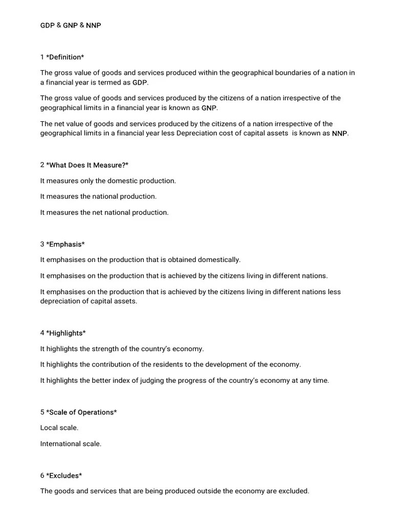 GDP & GNP & NNP | PDF | Gross Domestic Product | National Accounts