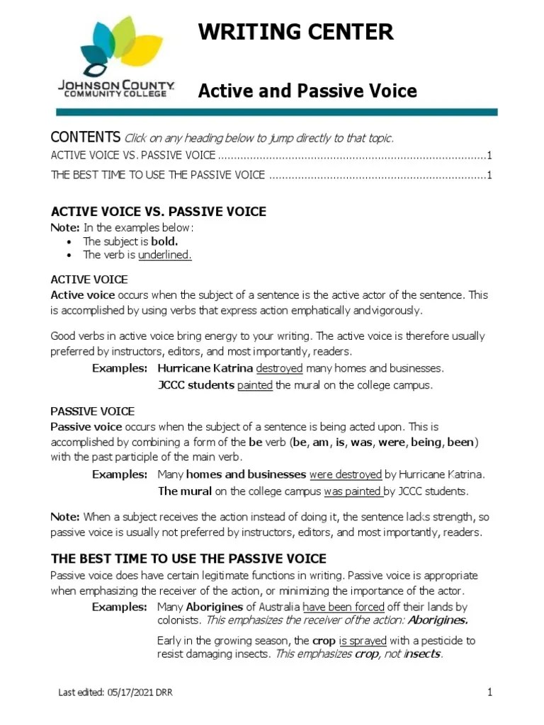 Active Vs Passive Voice | PDF