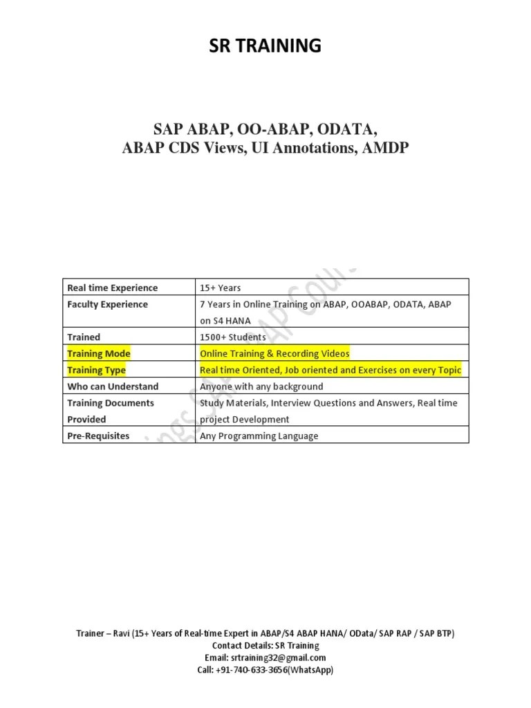 Complete Abap Course Content | PDF | Method (Computer Programming ...