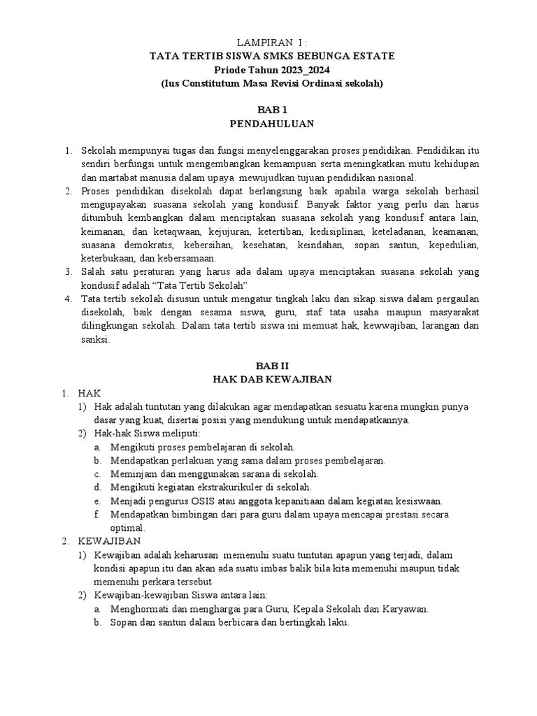 Aturan Pelanggaran Dan Sanksi | PDF