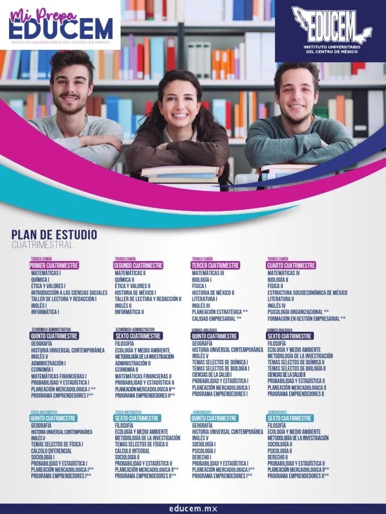 Plan De Estudios Preparatoria Educem | PDF | Estadísticas | Matemáticas