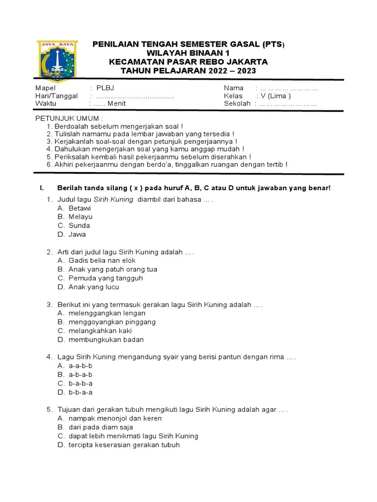 Soal Kelas 5 Soal PLBJ | PDF