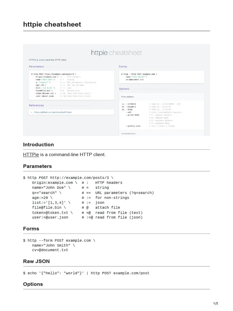 Httpie Cheatsheet | PDF
