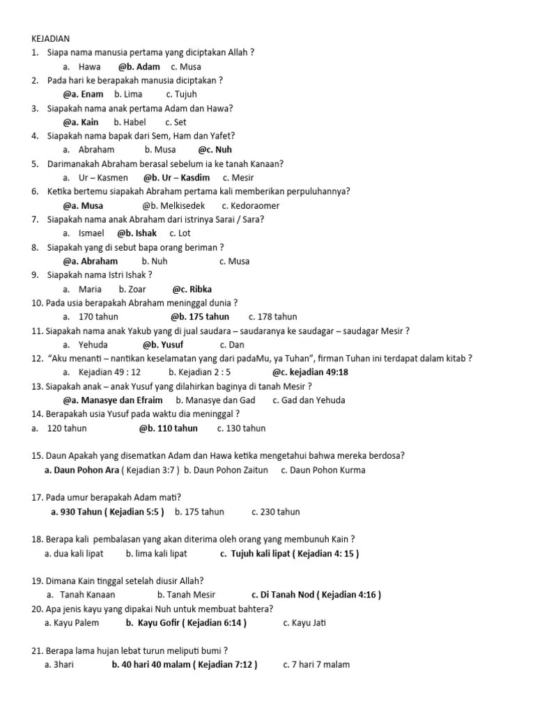 Cerdas Cermat Alkitab | PDF