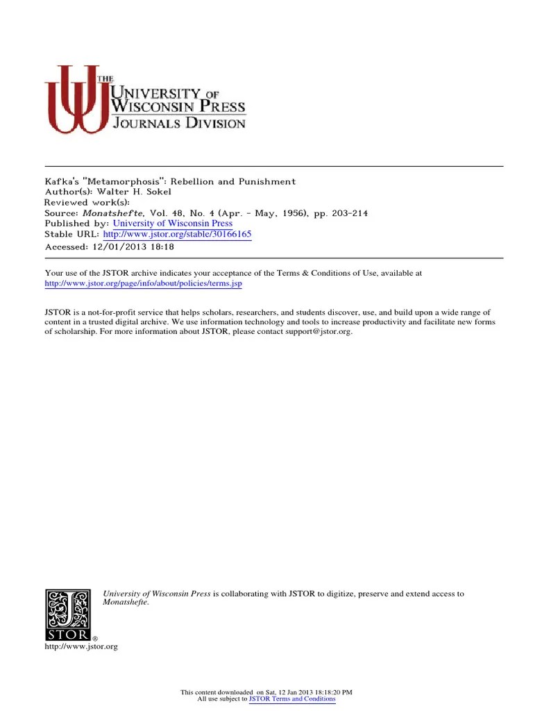 12 Kafkas Metamorphosis - Rebellion And Punishment | PDF | The Metamorphosis