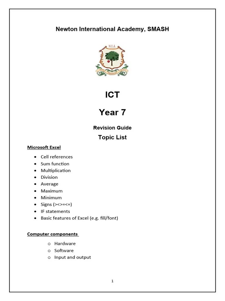 Year 7 Revision Guide 3 | PDF | Computer Hardware | Computer Data Storage